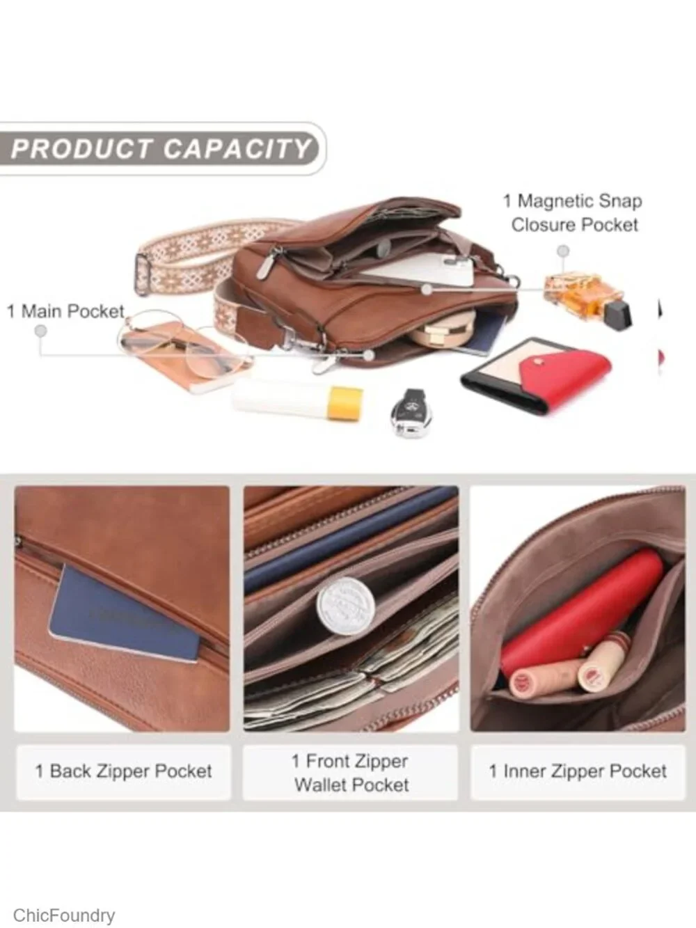 Quilted Crossbody Bags for Women Faux Leather Vegan Purse with Wide Strap Travel